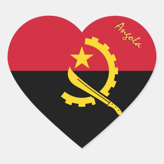 Angola Hartsticker, Patriottische Angolese Vlag Hart Sticker (Voorkant)