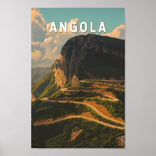 Angola Illustration Travel Art Vintage Poster (Voorkant)