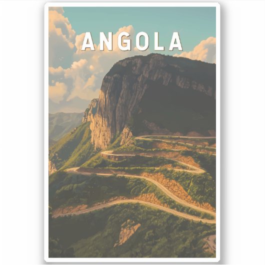 Angola Illustration Travel Art Vintage Sticker (Voorkant)