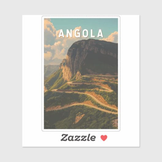Angola Illustration Travel Art Vintage Sticker (Vel)