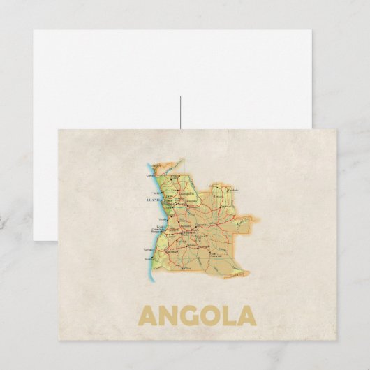 Angola kaart briefkaart (Voorkant / Achterkant)