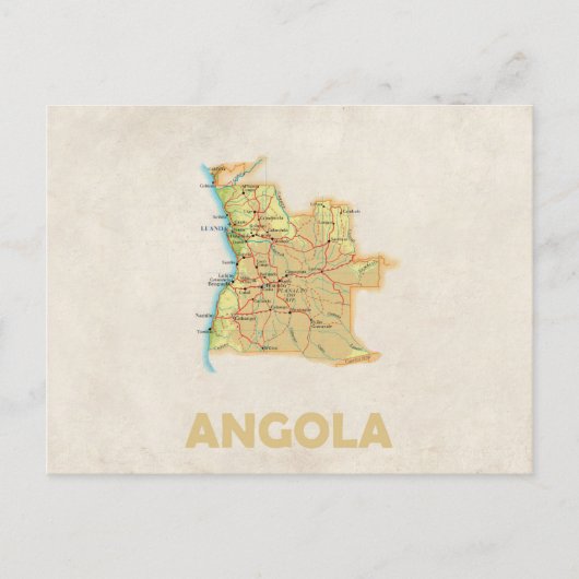 Angola kaart briefkaart (Voorkant)