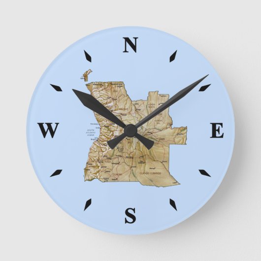 Angola Map Clock Ronde Klok (Voorkant)
