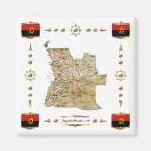 Angola Map + Flags Magnet (Voorkant)