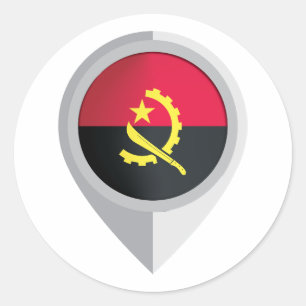 Angola Pin Locatie Vlag Ronde Sticker