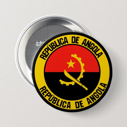 Angola Round Emblem Ronde Button 7,6 Cm (Voorkant /achterkant)
