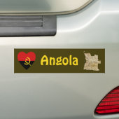 Angola Vlag Hart + Landkaart Bumpersticker (Op auto)