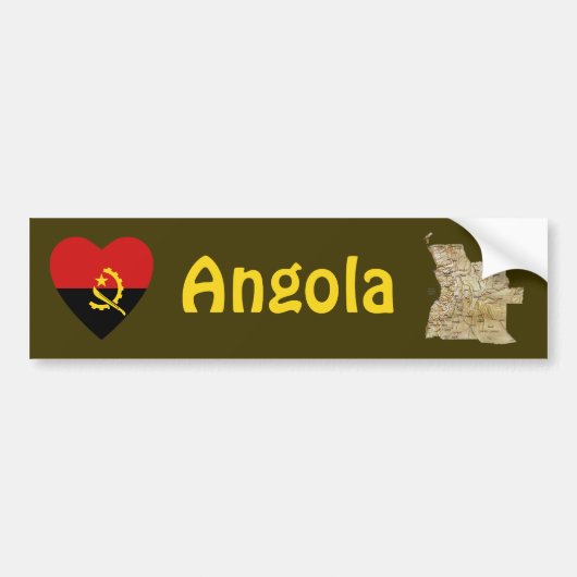 Angola Vlag Hart + Landkaart Bumpersticker (Voorkant)