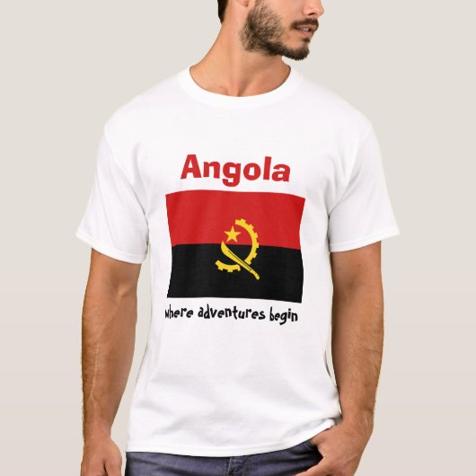 Angola vlag + map + tekst T-shirt (Voorkant)
