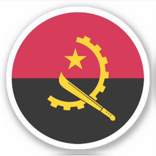 Angola Vlag Ronde Sticker (Voorkant)