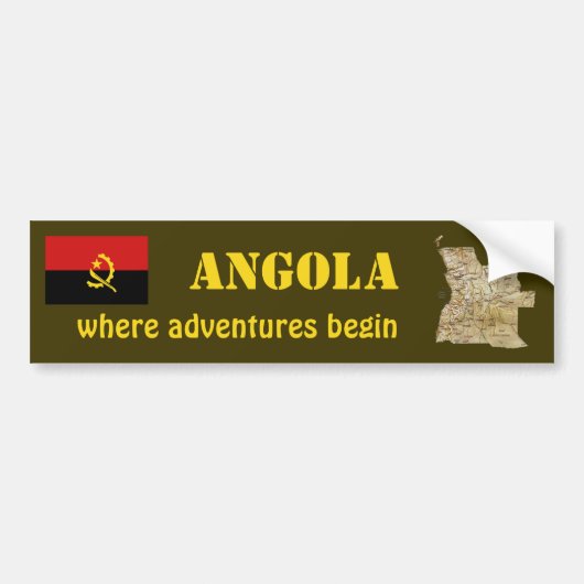 Angolese Vlag + Landkaart Bumpersticker (Voorkant)