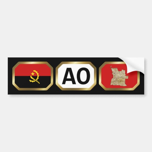 Angolese Vlag Landkaart Code Bumpersticker (Voorkant)