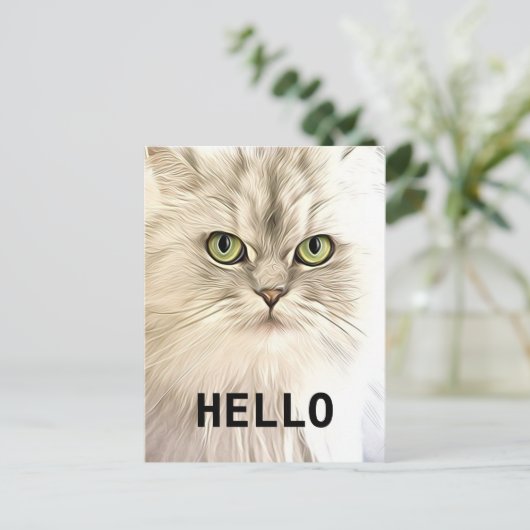 Angora Cat Briefkaart (Staand voorkant)