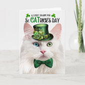 Angora Cat Funny St. CATrick's Day Lucky Charm Feestdagen Kaart (Voorkant)