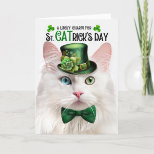 Angora Cat Funny St. CATrick's Day Lucky Charm Feestdagen Kaart