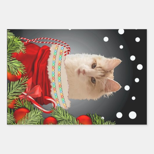 Angora Cat Holiday Inpakpapier Vel (Voorkant)