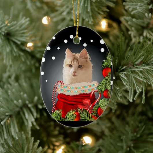 Angora Cat Keramisch Ornament (Boom)