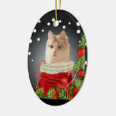 Angora Cat Keramisch Ornament (Links)
