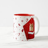 Angora Cat Kerstmis Tweekleurige Koffiemok (Voorkant rechts)