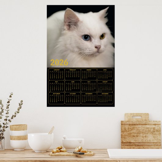 Angora Cat with Heterochromia – 2026 Calendar  Poster (Keuken)