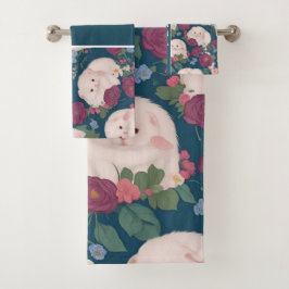 Angora fret klein bloemig kleurrijk patroon bad handdoek