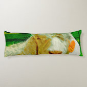 Angora Goat met Label in het oor Abstracte impress Lichaamskussen (Achterkant)