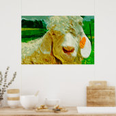 Angora Goat met Label in het oor Abstracte impress Poster (Keuken)