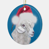 Angora Goat Santa Hat-kerstversiering Keramisch Ornament (Links)