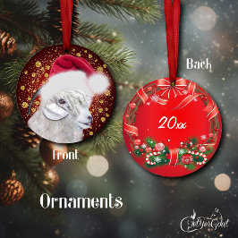 Angora Goat Santa Hat-kerstversiering Keramisch Ornament