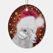 Angora Goat Santa Hat-kerstversiering Keramisch Ornament (Links)