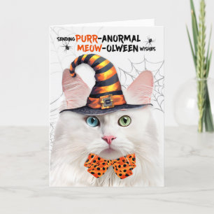 Angora Halloween Cat PURRanormale MEOWolween Feestdagen Kaart