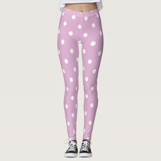 Angora Pink Polka Dots Leggings (Voorkant)