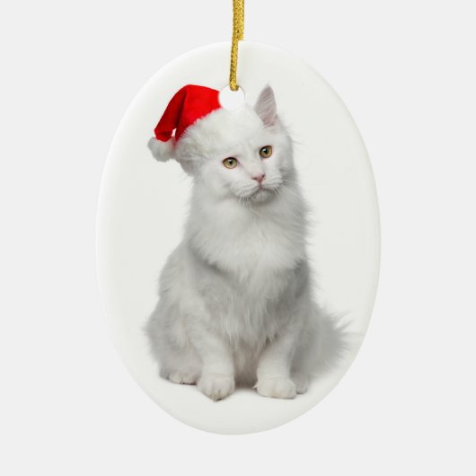 Angora Santa Cat Ornament (Voorkant)