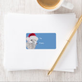 Angora Santa Goat met kerstcadeaus Label (Insitu)