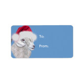 Angora Santa Goat met kerstcadeaus Label (Voorkant)