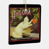  Angora White Cat Citrus Fruit Label Keramisch Ornament (Rechts)