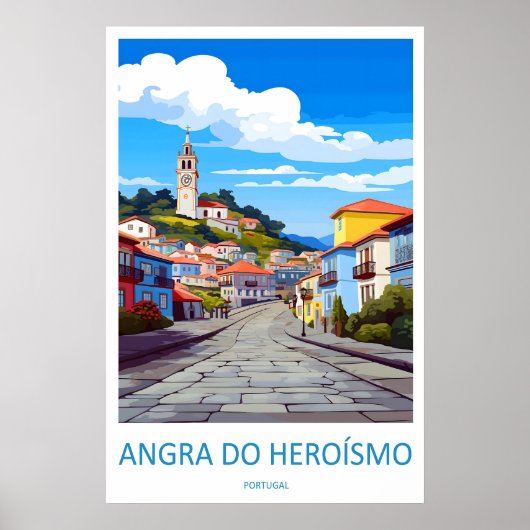 Angra Do Herosmo Vintage Reisposter Skiën Poster (Voorkant)