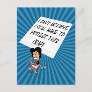 Angry-activist met protestbord briefkaart