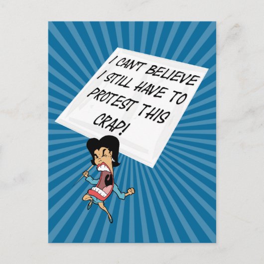 Angry-activist met protestbord briefkaart (Voorkant)