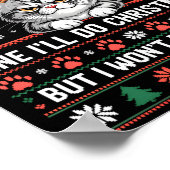 Angry Antler Cat Funny Xmas Ugly Sweater Long Slee Poster (Hoek)