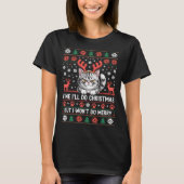 Angry Antler Cat Funny Xmas Ugly Sweater Long Slee T-shirt (Voorkant)