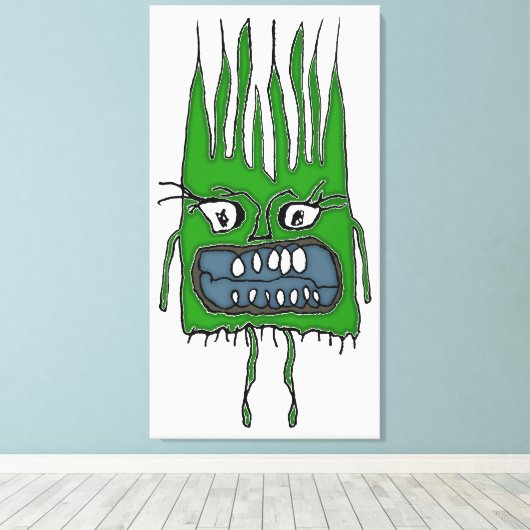 Angry Baby Vampire Grappig Enge Tekening Canvas Afdruk (Insitu (Houten vloer))