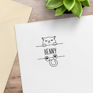 Angry Bad Tempered Cat Custom Name 1x1 Rubberstempel