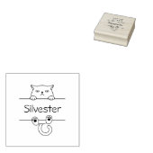 Angry Bad Tempered Cat Custom Name Rubberstempel (Gestempeld)