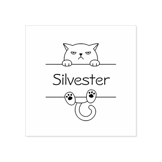 Angry Bad Tempered Cat Custom Name Rubberstempel (Afrduk)