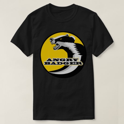 Angry Badger Black en White Anti-Hunt Yellow Circ T-shirt (Design voorkant)
