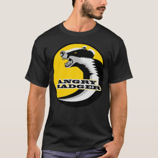 Angry Badger Black en White Anti-Hunt Yellow Circ T-shirt