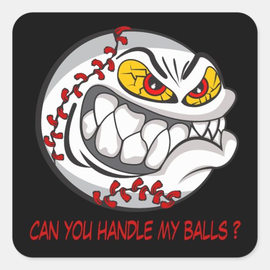 Angry Baseball Black Vierkante Sticker (Voorkant)