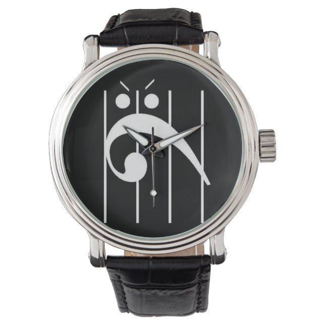 Angry Bass Clef Watch ZWART, verdomd ZWART! Horloge (Voorkant)