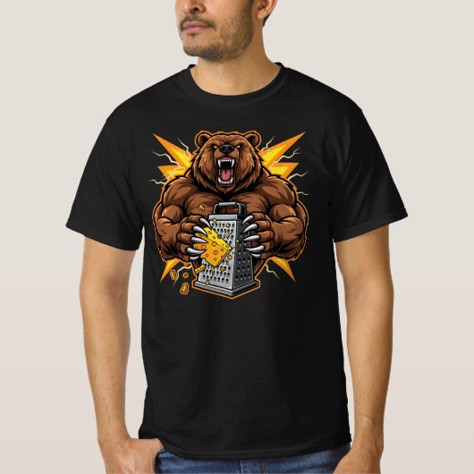 Angry Bear Grating Cheese Grater Hater T-shirt (Voorkant)